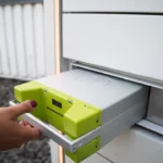 Colorful illustration of a green-and-white EV battery.