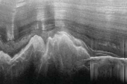 Antarctica's Gamburtsev Mountains covered by ice, discovered using sound waves in 1958.
