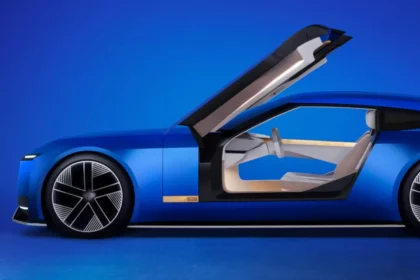 Jaguar Land Rover's Type 00 electric concept car with tank-like design in Mumbai.