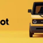 Small electric car 'mibot' by KG Motors for city navigation in Japan