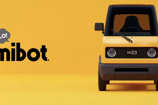 Small electric car 'mibot' by KG Motors for city navigation in Japan