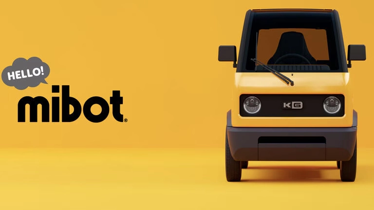 Small electric car 'mibot' by KG Motors for city navigation in Japan