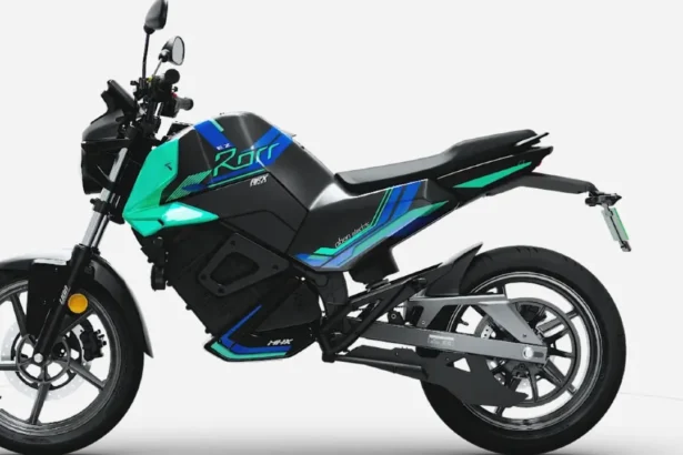 Electric motorcycle by Oben Electric with LFP batteries in Bengaluru, India.