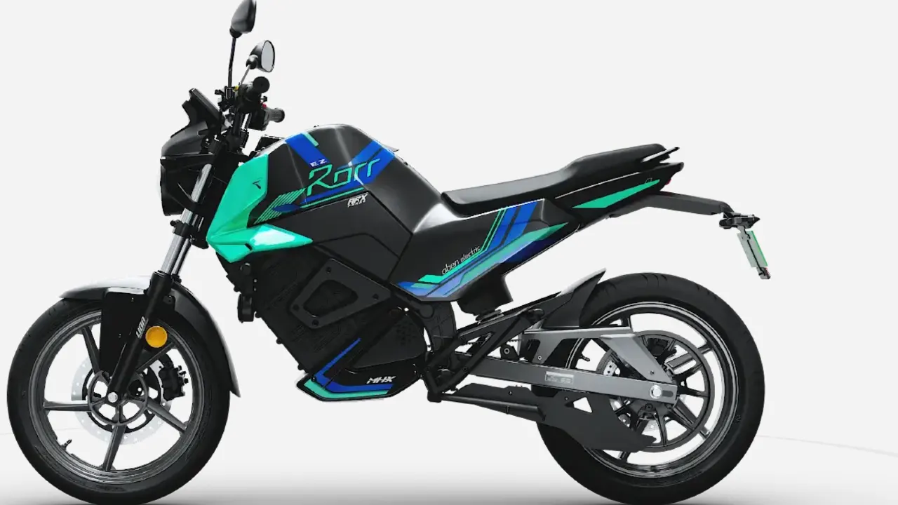 Electric motorcycle by Oben Electric with LFP batteries in Bengaluru, India.
