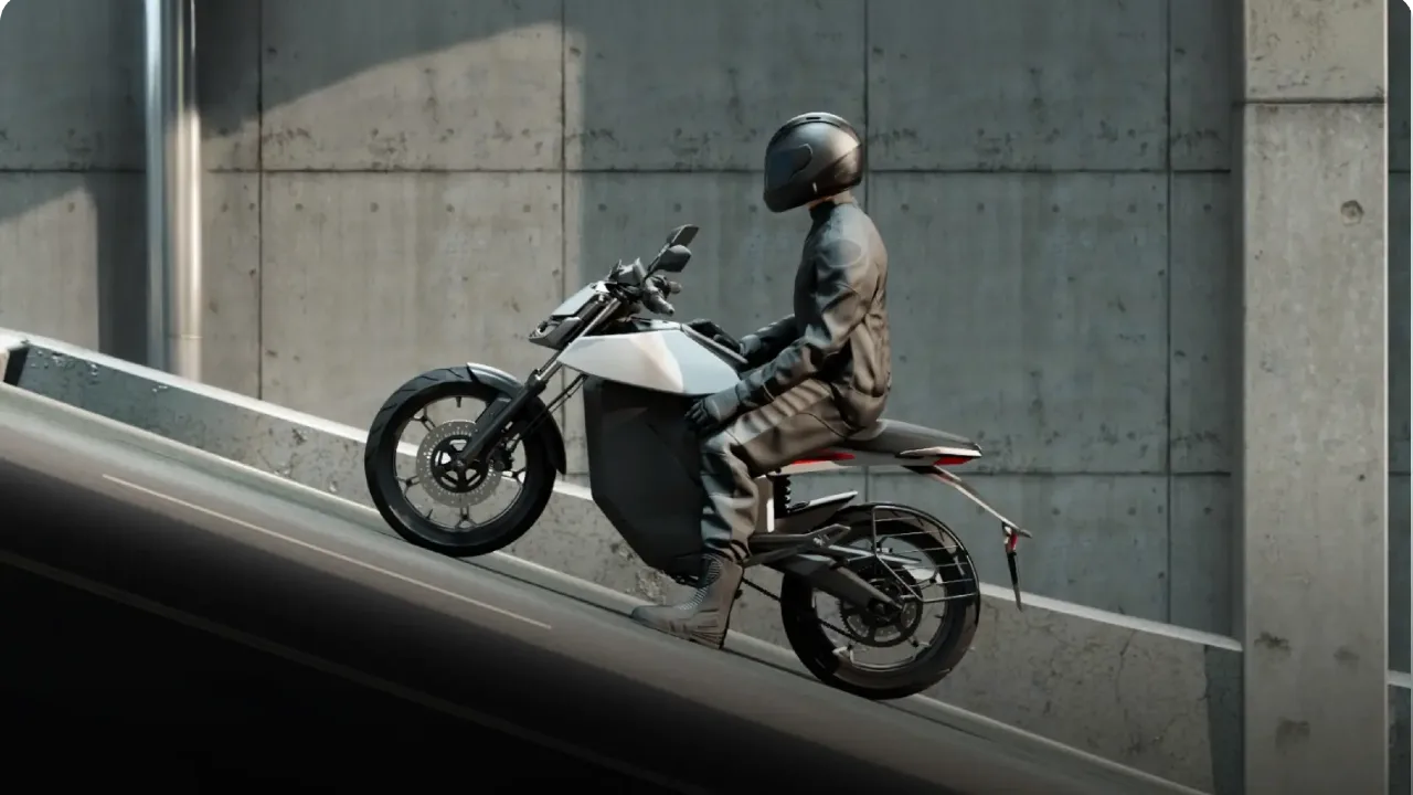 Ola Electric Roadster motorcycle front view in black color