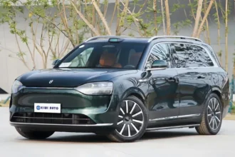 Chinese luxury electric car Seres Aito M9 with smart screens and tech features.