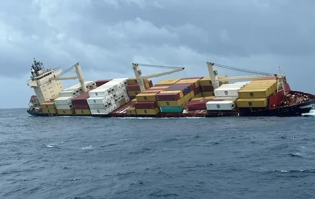 Ship MSC Elsa-3 sinking near Kerala coast due to container misloading and instability.